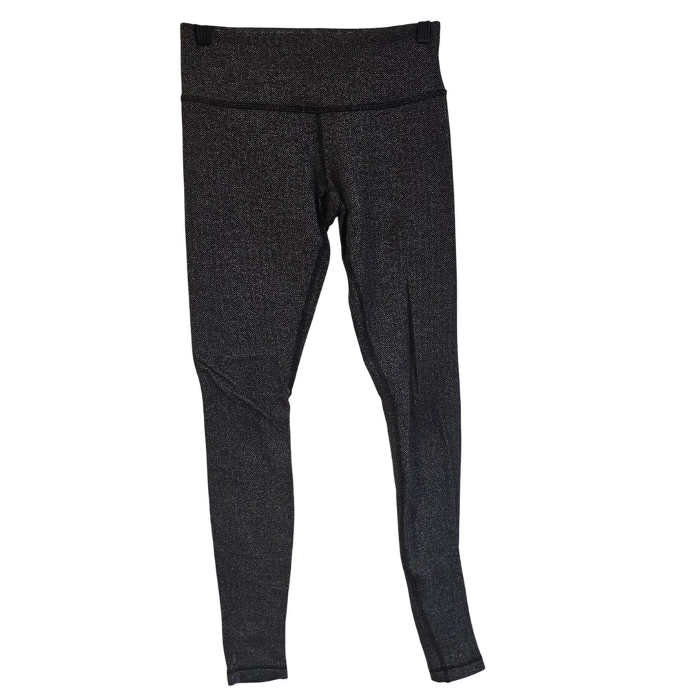 Lululemon Wunder Under Herringbone Grey Black High Rise Leggings Size 4
